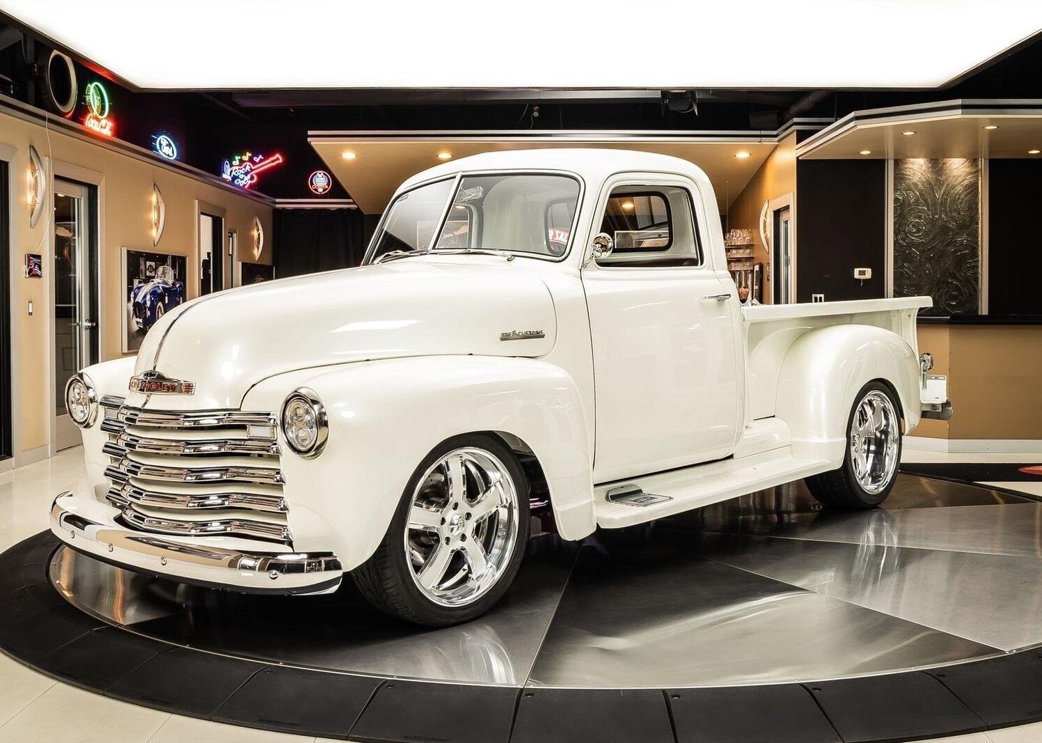 1949 gmc pickup restomod pearl white 4 speed automatic 1434 miles
