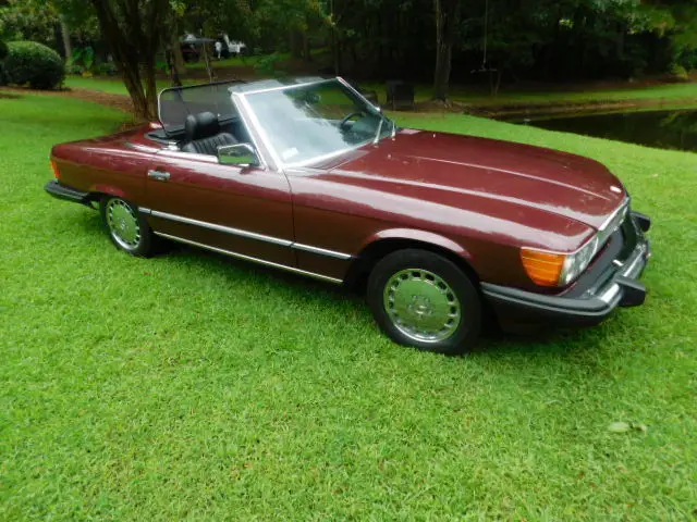 1985 mercedes 560sl in cabernet red
