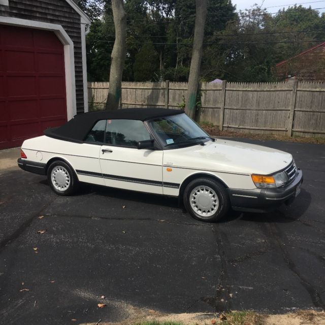 1991 saab 900 s turbo convertible white