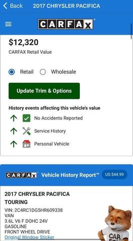 2017 chrysler pacifica touring