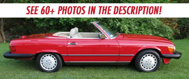 1988 mercedes benz 560sl 560 sl signal red, original paint, both tops, low miles