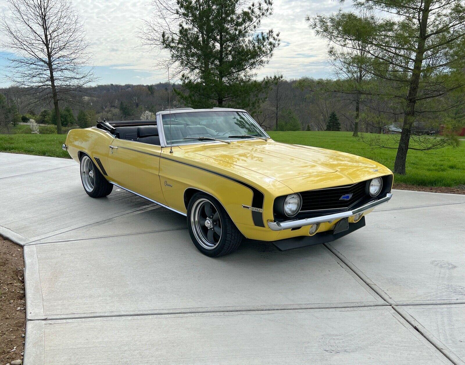 1969 chevrolet camaro convertible daytona yellow with black buckets 327 auto
