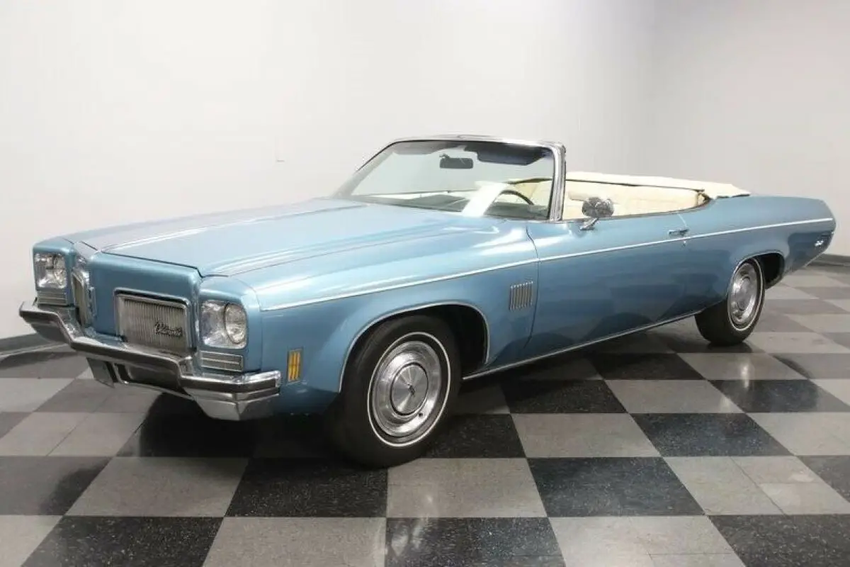 classic vintage chrome power rag drop top blue white vinyl interior rocket