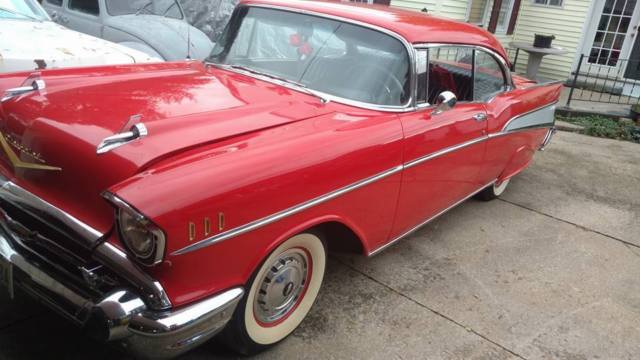 1957 chevy 2dr hardtop belair sport coupe matador red restored