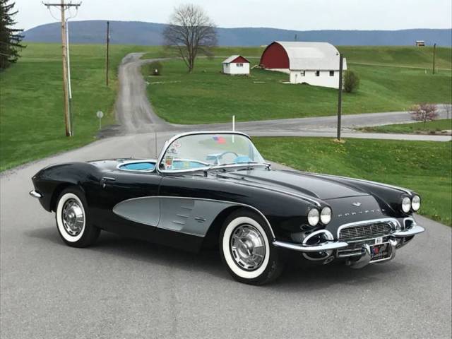 1961 chevrolet corvette super rare tuxedo black/blue *ncrs top flight*