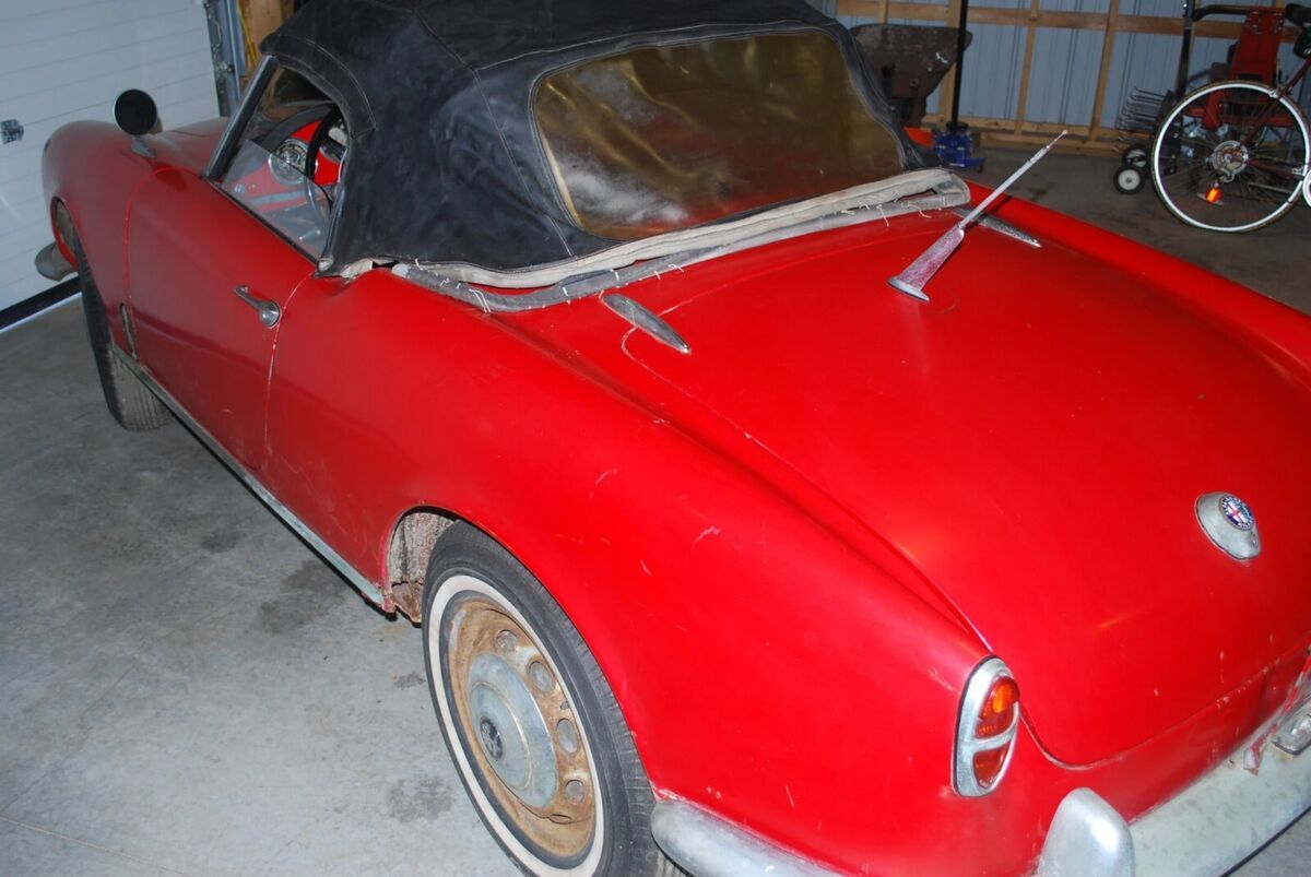 1958 alfa romeo giulietta spider veloce 1.3l engine 4-speed transmission project