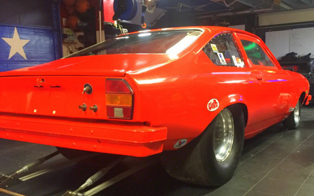 1974 chevy vega hot orange drag race car