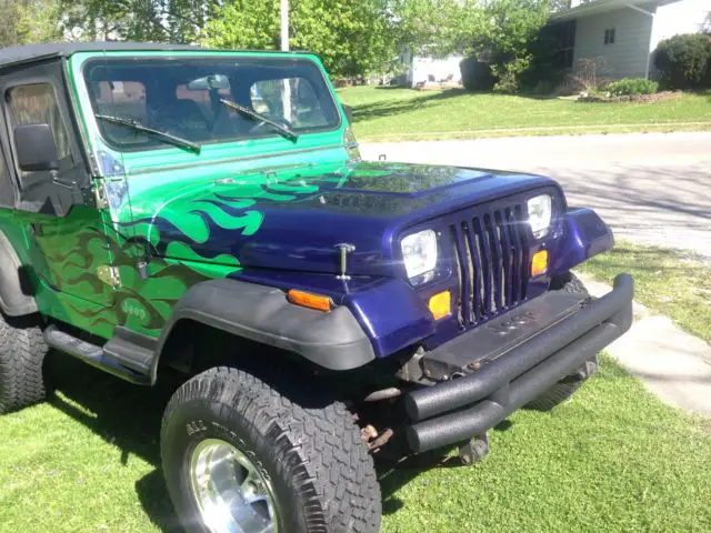 custom paint 1994 jeep wrangler se rebuilt transmission new top low miles nr