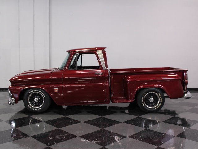 built 406ci small block, air ride suspension, new a/c, very slick c10