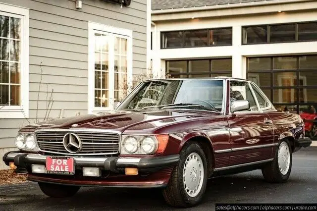 1988 mercedes-benz 560sl roadster cabernet red