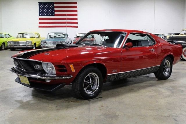 1970 ford mustang mach 1 428 cobra jet 55703 miles red coupe 428ci v8 4 speed ma