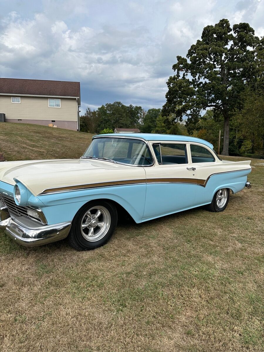 1957 ford custom 300 coupe blue