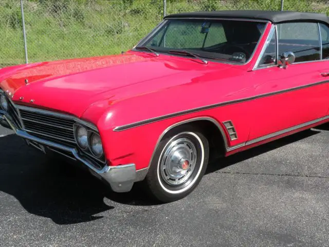 1966 buick skylark convertible red with new black power top, 300 v8, fact. air