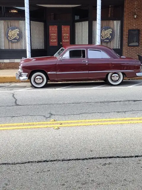 1950 ford custom deluxe coupe red fwd manual chrome