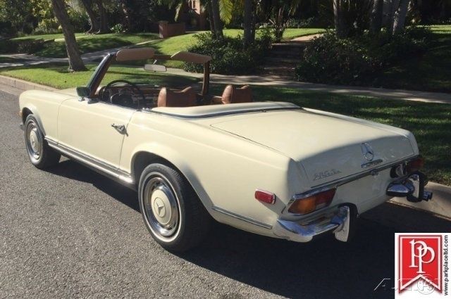1971 mercedes-benz 280sl roadster, ivory over full cognac leather