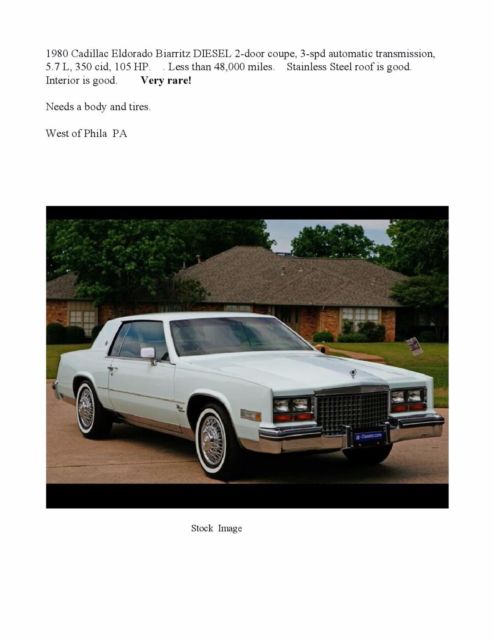 very rare 1980 cadillac eldorado biarritz diesel 2-door coupe