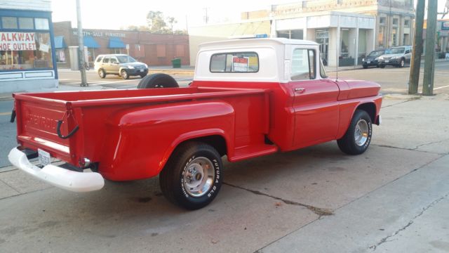 1963 chevy c10 pickup truck 350 motor 2 tone in red body with white top
