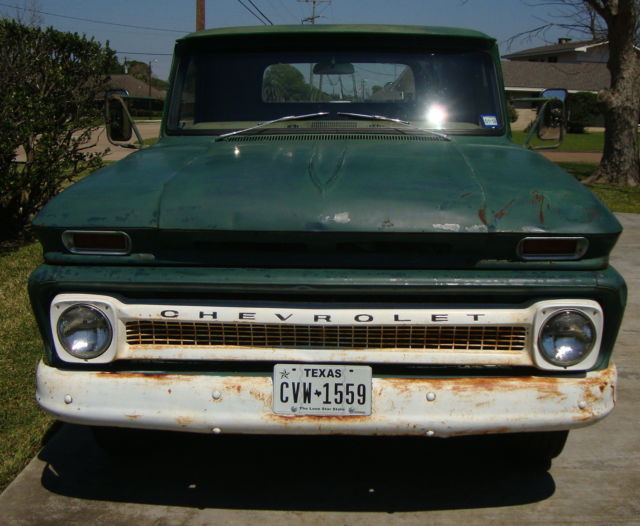 1966 chevrolet chevy c-20 stepside green pickup truck manual stick shift c-10