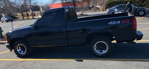 1990 black/red chevrolet ss 454 7.4l chevy short bed old school muscle