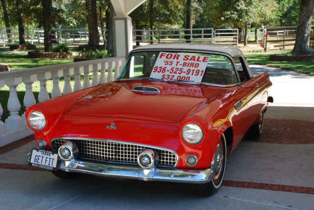 red and white 1955 ford thunderbird 4.8l engine