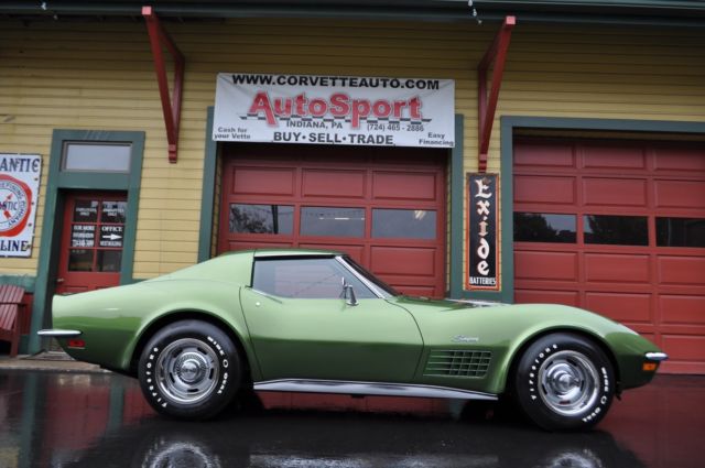 1972 lt1 corvette factory ac #’s match 4sp 2 build sheets elkart green 46k mile