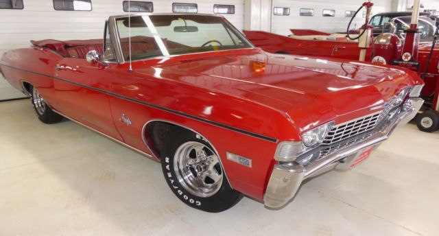 1968 chevrolet impala 1 red 2 door convertible 327 automatic