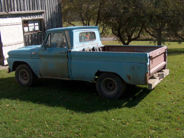 1965 chevy short bed c-10 pickup truck w 1980 camaro 350 engine runs, w 4 speed