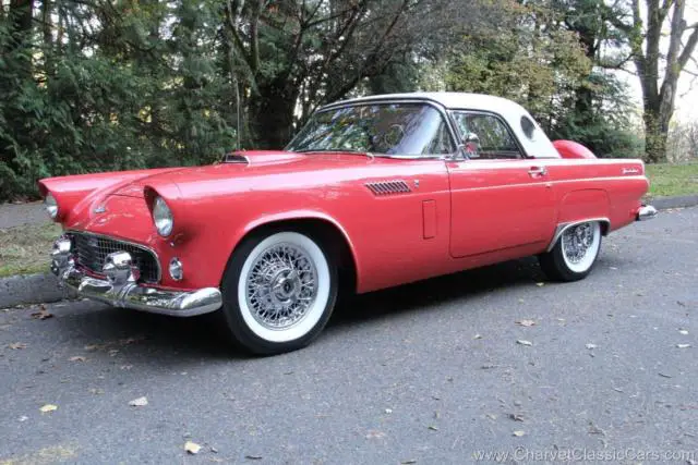 1956 ford thunderbird - fiesta red/white. restored. excellent! see video