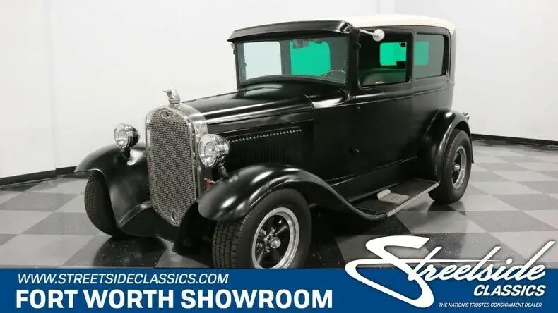 all steel street rod! 350 v8, auto, disc brakes, cold a/c, cool matte black!