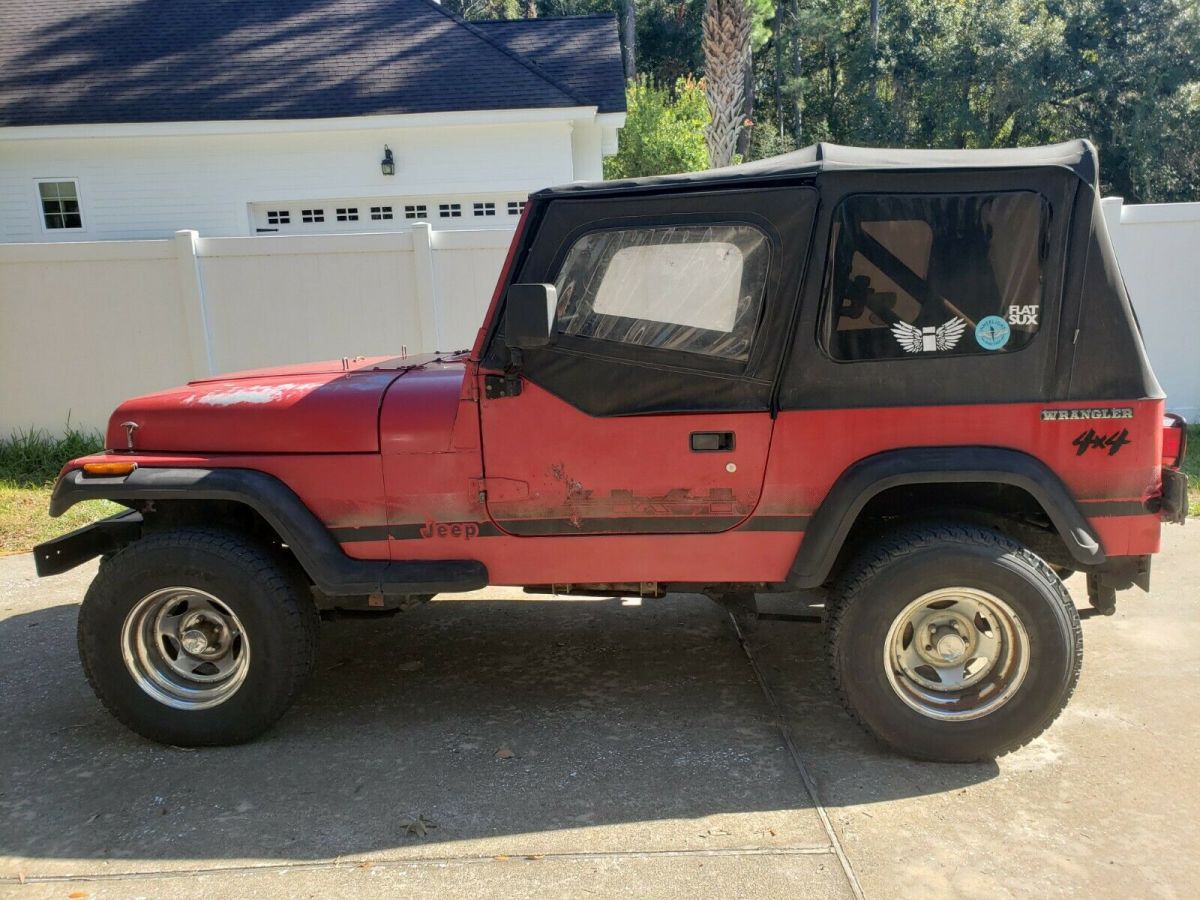 1990 jeep wrangler suv red 4wd manual s