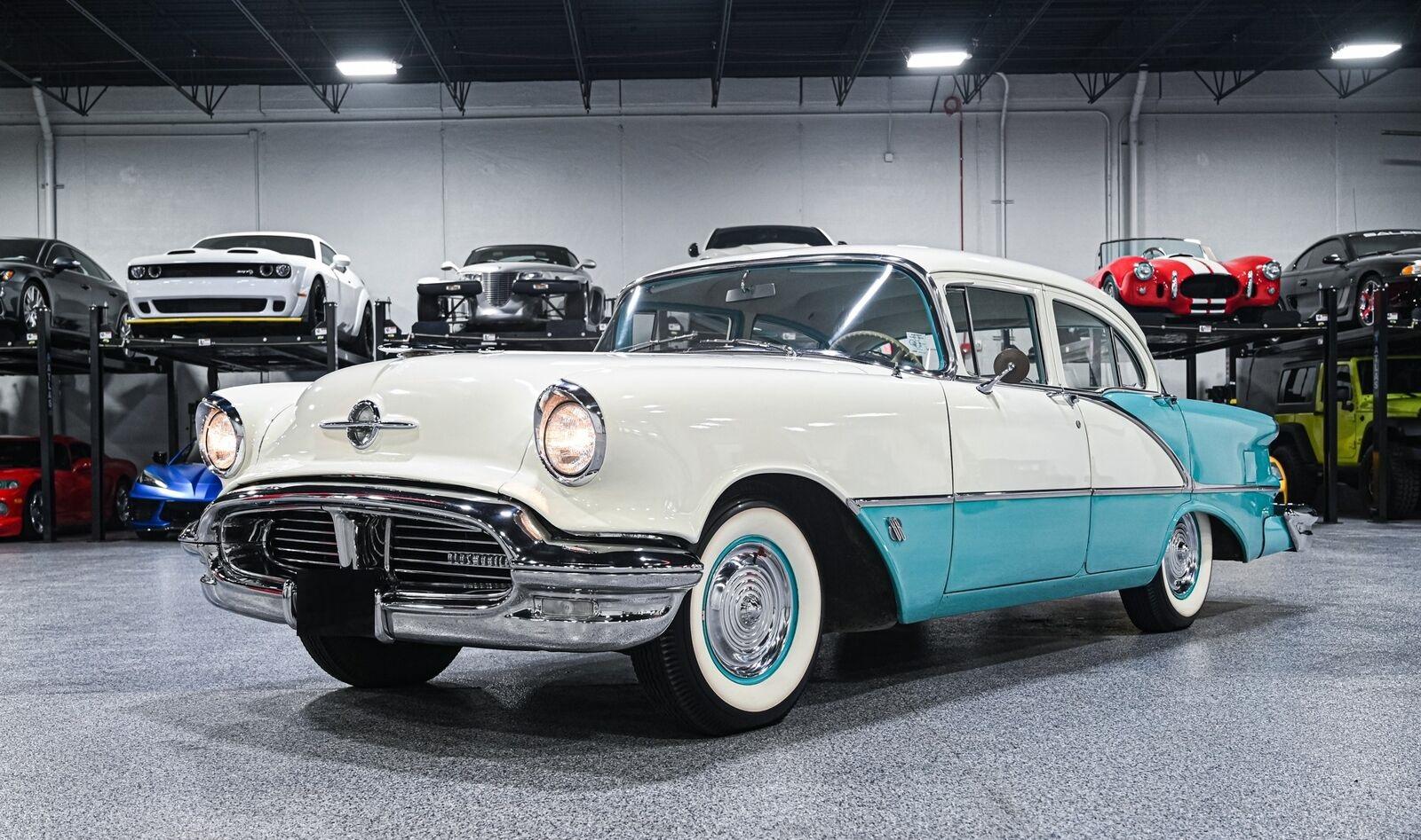 1956 oldsmobile eighty eight 4 door sedan turquoise alcan white 78407 miles