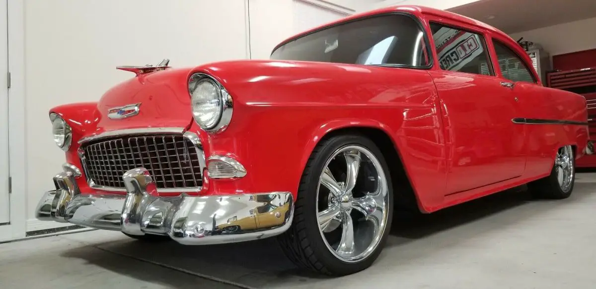 1955 chevrolet 150 sedan red rwd automatic