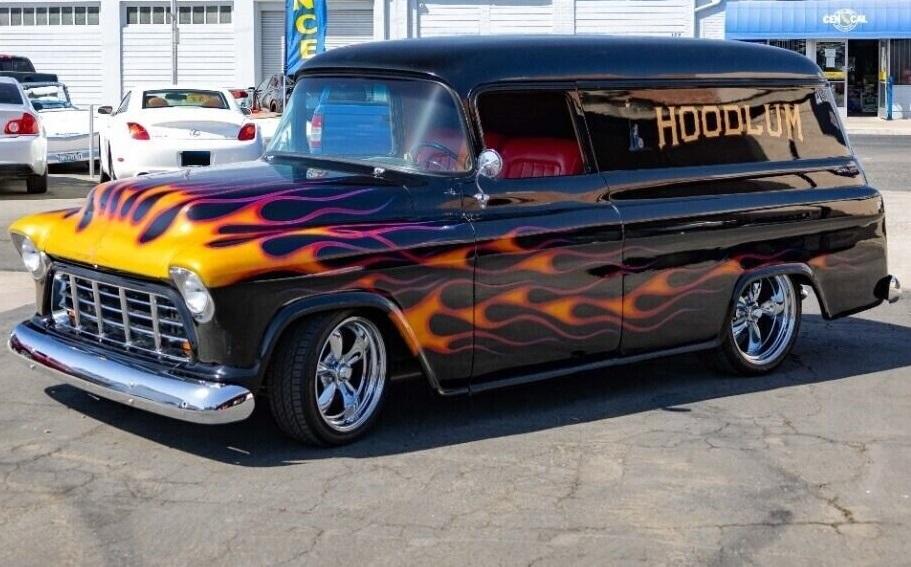 1956 chevrolet panel wagon full custom 401 miles black with custom flames