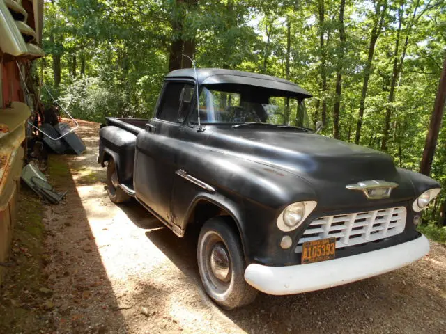 1955 chevy pickup, short bed, orig 6 cyl engine, runs, title good