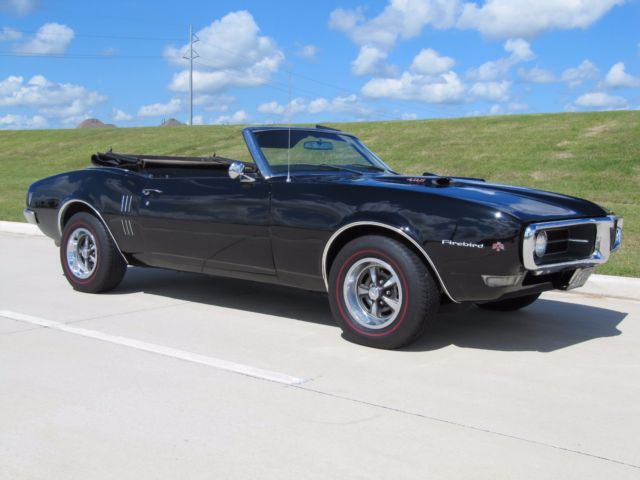 1968 firebird convertible 400, 4 speed original triple black phs documented