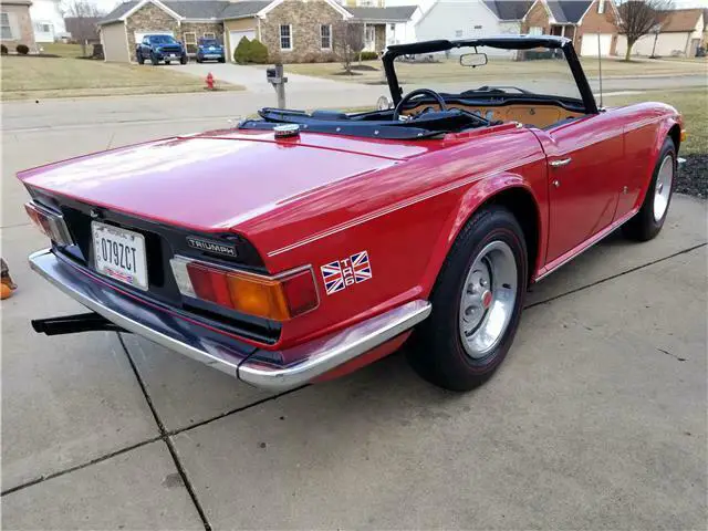 1973 triumph tr6 roadster red over black original colors new top very original!!