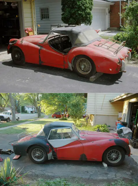 1957 tr3 roadster, small mouth: like a barn find, but not in a barn—to restore