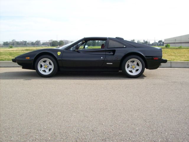 1985 ferrari 308 gts black on red leather interior