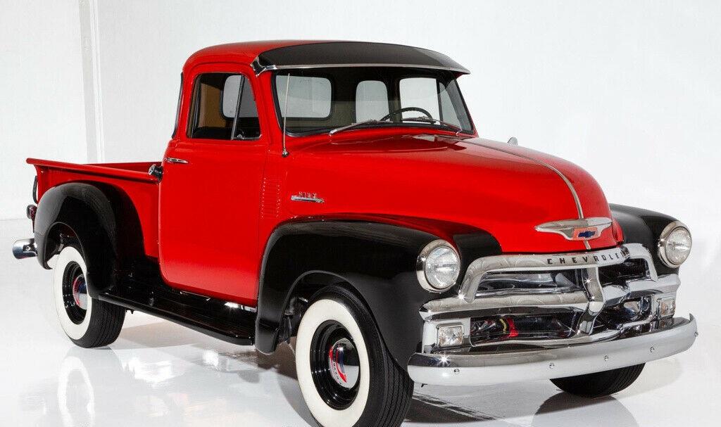 1954 chevrolet 3100 pickup red 5 window frameoff 235ci 4speed