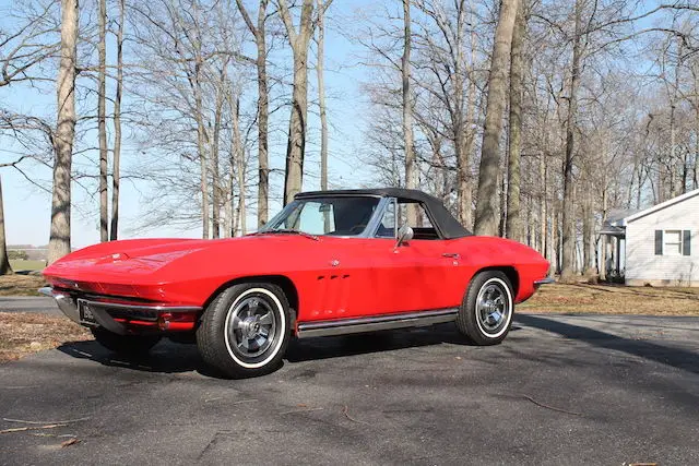 red black 4 speed #s matching 327 v8 both tops convertible