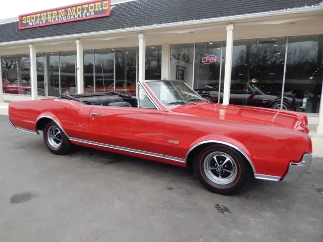 1967 oldsmobile 442 convertible spanish red 400 muncie 4 speed factory a/c