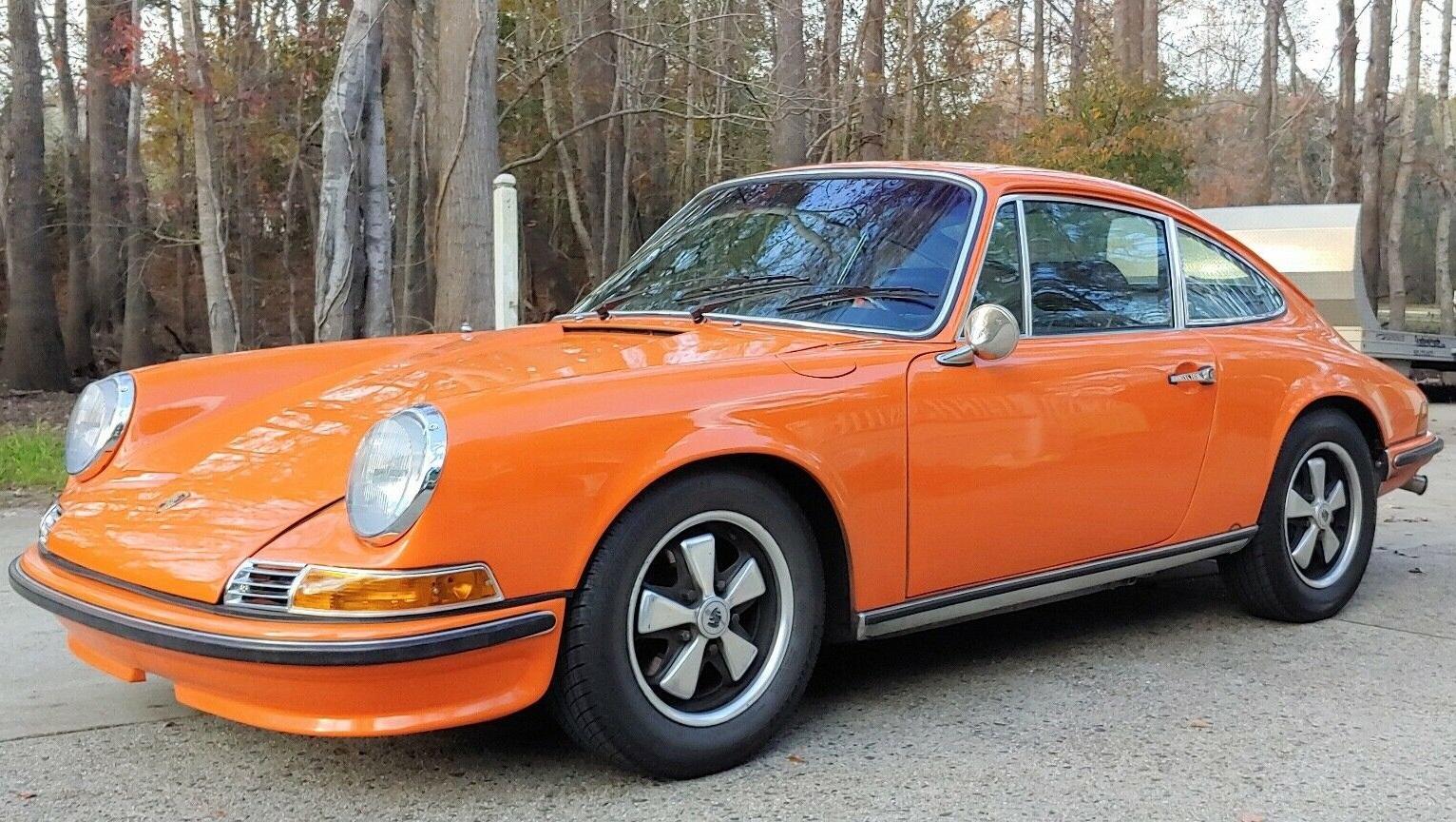 1970 porsche 911 e with s trim signal orange original color