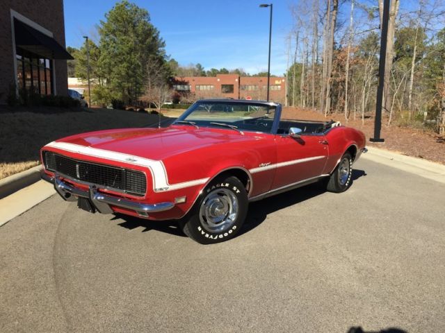 1968 camaro rs convertible, 327, 300hp,#'s match, 29k original miles! red / blk
