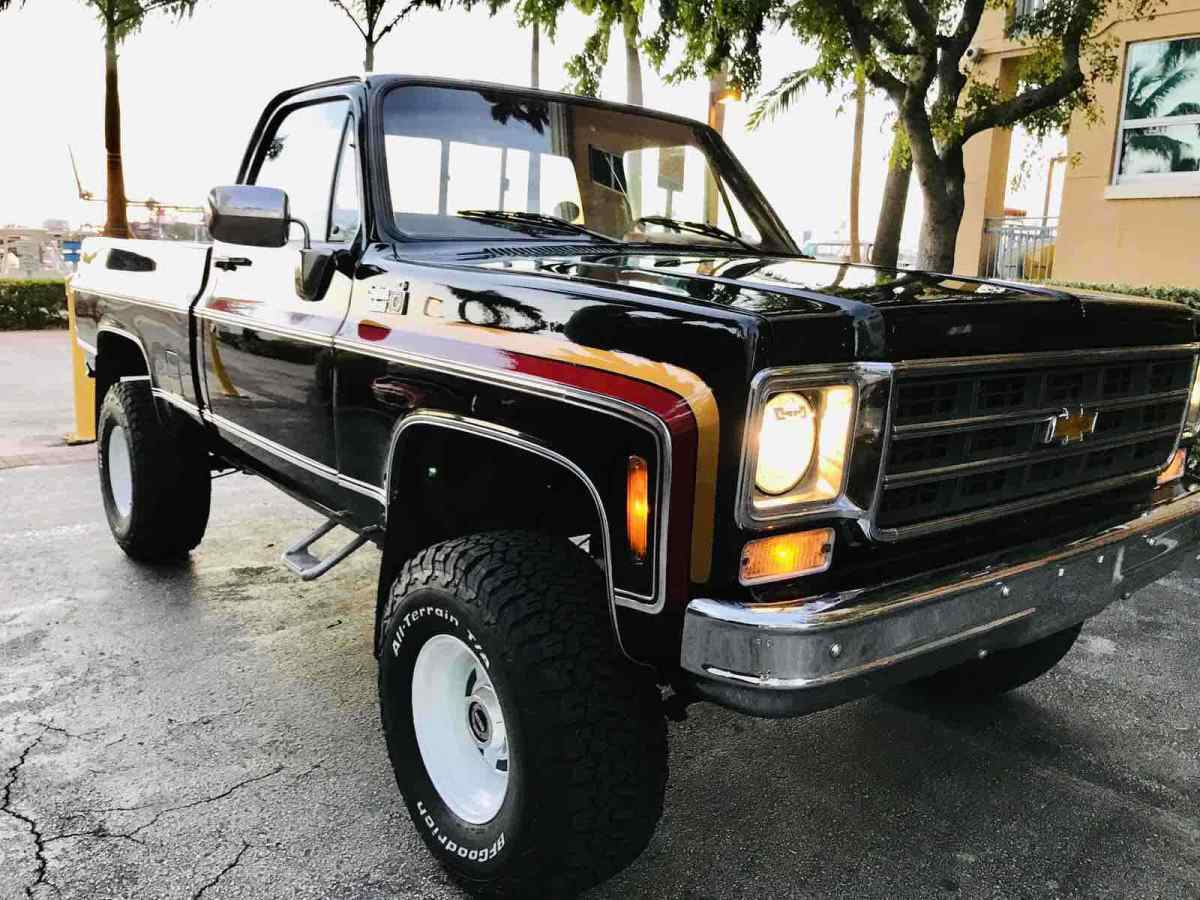 1978 chevrolet k10 custom deluxe pickup black 4wd automatic custom deluxe