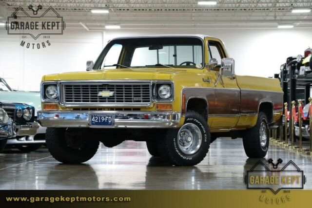 1973 chevrolet cheyenne super 10 adonis yellow/wood grain pickup truck 350 v8 32