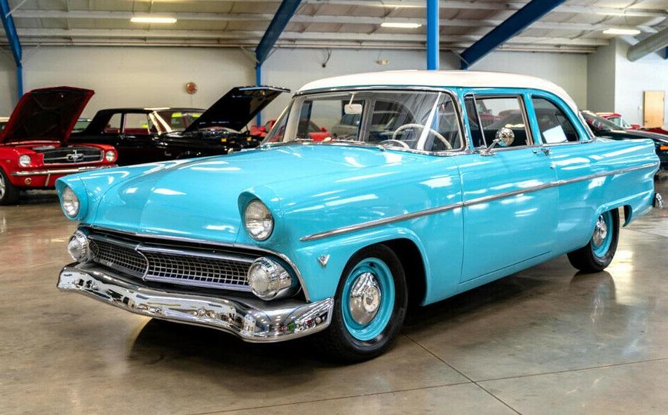 1955 ford customline aquatone blue and snowshoe white 40175 miles