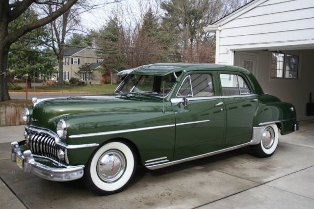 1950 desoto 4 door custom fluid drive green / white wall tires radio