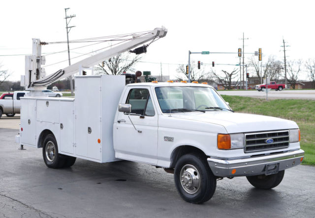 1991 ford f-350 dually service truck w/auto crane & air compressor / tool boxes