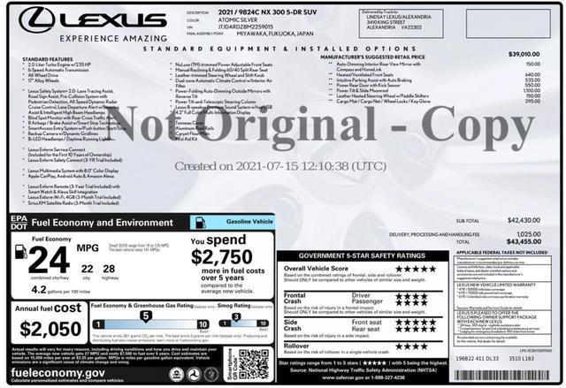 2021 lexus nx 300 base