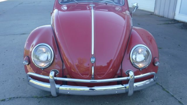 1957 volkswagon beetle, rare sun shade, signals, am/fm, red coral, rust free
